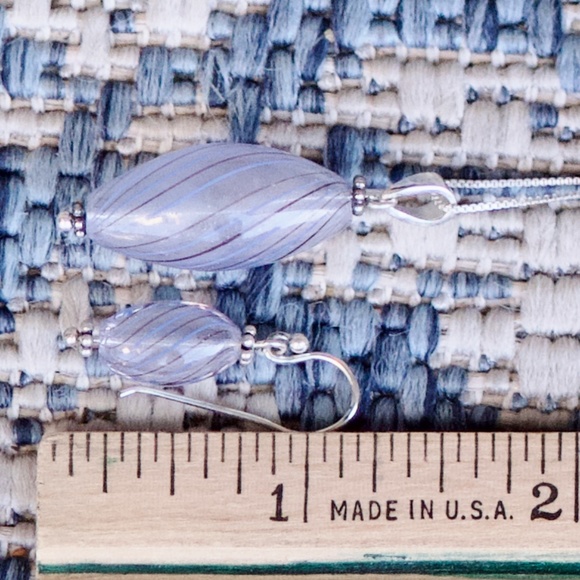 MWS 925 Italy Hand Made Glass Necklace and Earring Set - Picture 8 of 11